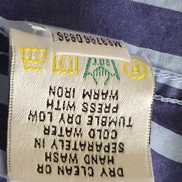 Men's BUGATCHI Blue + Stripe Shirt Shaped Fit Contrasting Collar Cuff Large Blue - Picture 5 of 10